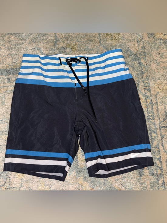 Nike Other - Nike Men's Black & Blue Striped Swim Board Shorts